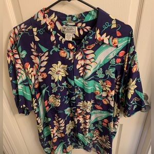 Avanti Floral Print Aloha Shirt